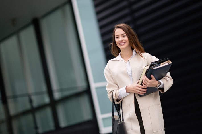 Beautiful businesswoman outdoors