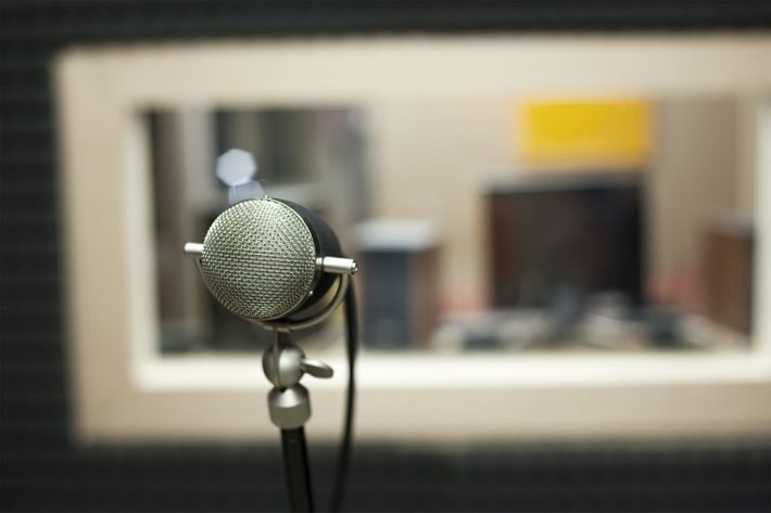 Microphone in recording studio