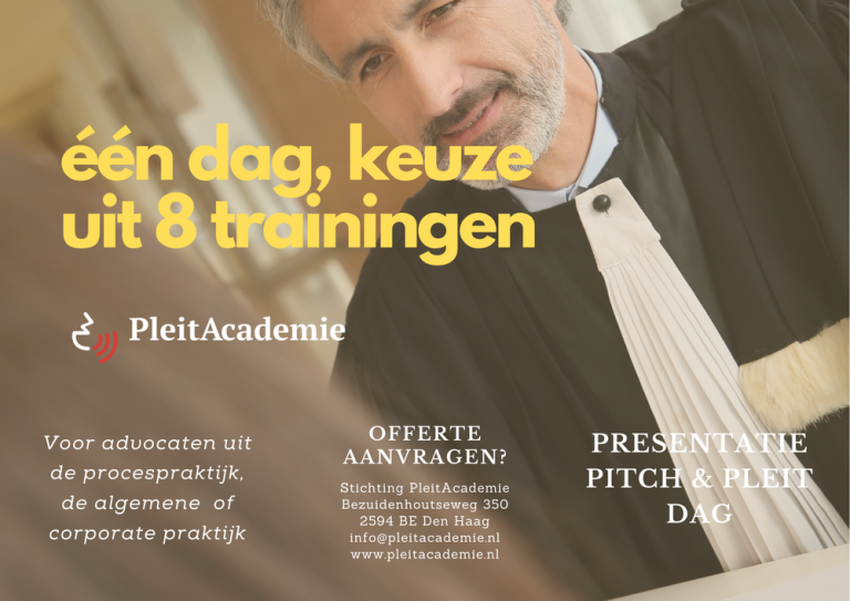 Pleit-, Pitch- en Presentatiedag – Keuze uit menu van 8 trainingen